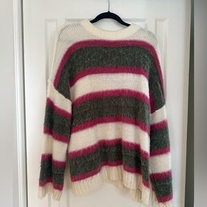 Oversized Fuzzy Striped Sweater from Topshop